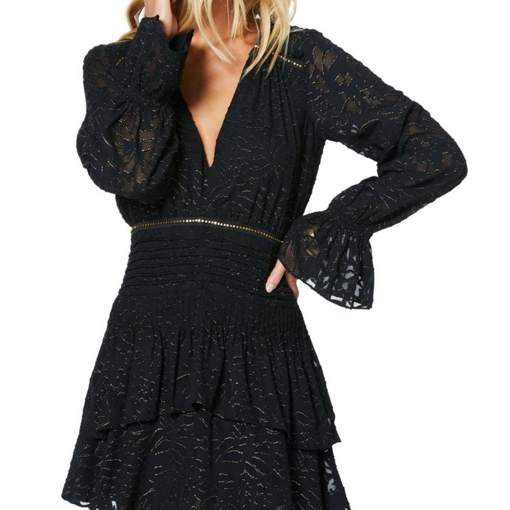 Ramy Brook Wells Metallic Burnout Mini Dress